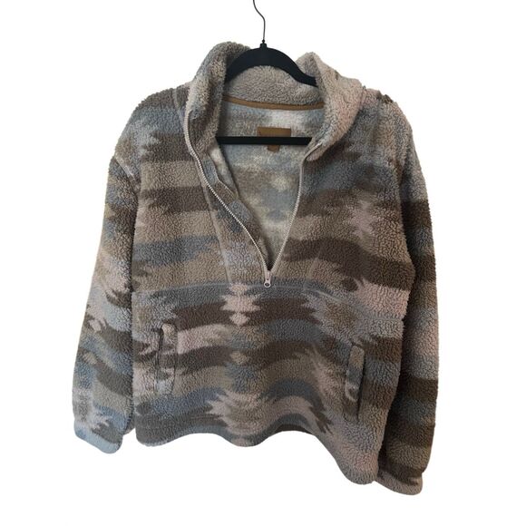 Koolaburra Aztec Southwestern half zip Fleece Sz M - Picture 2 of 6